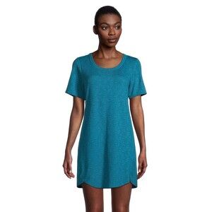 Jenni Intimates Knitted Short Sleeve Sleepshirt In Blue Size S